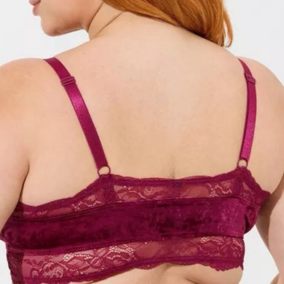 π Crushed Velour Lace Triangle Bralette 0 L 12 NWT Torrid New! - Picture 3 of 5
